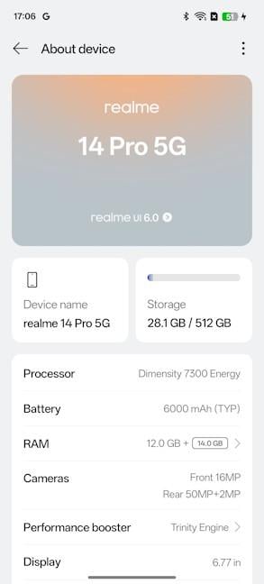 Detail tentang perangkat keras di dalam Realme 14 Pro